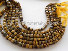 Tiger Eye Faceted Cube Shape Beads